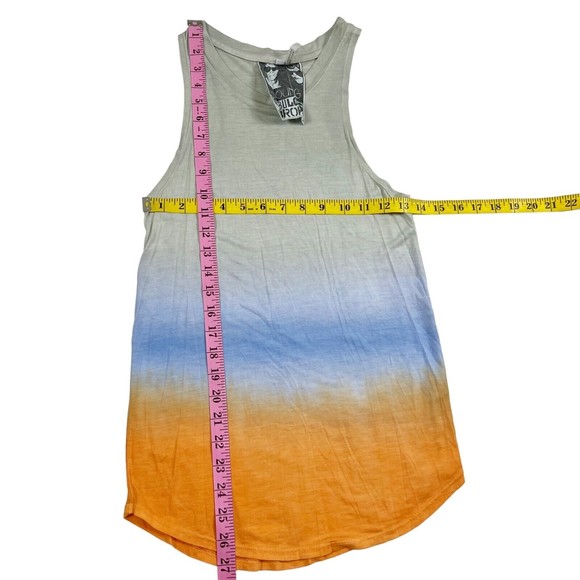 Young Fabulous & Broke Dip Dye Orange Blue Grey Ombre Tank Top Racer Back Sz S - Picture 9 of 10